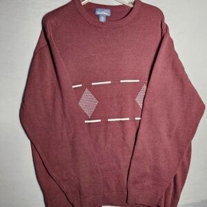 Arnold Palmer Mens Sweater 2XL Burgundy Argyle Diamond Crewneck‎ Knit Golf